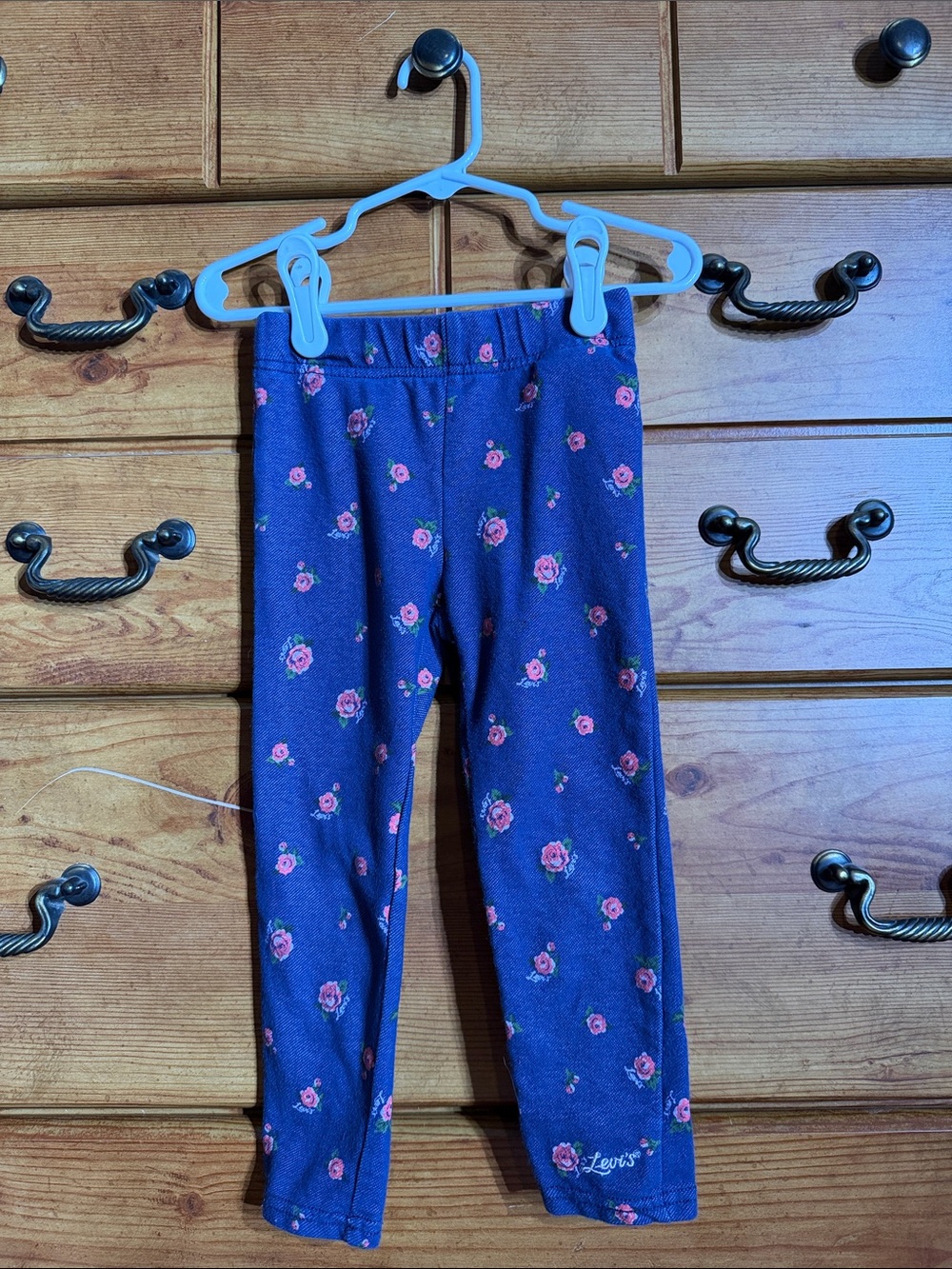 Levi's Navy Leggings with Pink Rose Print
